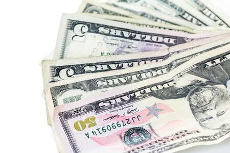 American bills on a white backgreound.