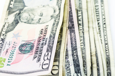 American bills on a white backgreound.