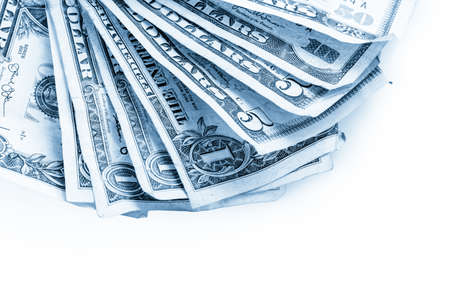 American bills on a white backgreound.の写真素材