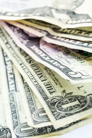 American bills on a white backgreound.
