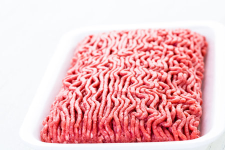 Freshly grounded beef ready for cooking.