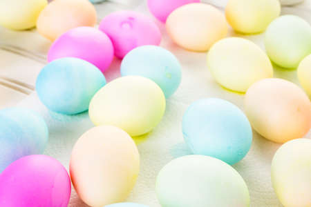 Painted with pastel colors Easter eggs.の写真素材