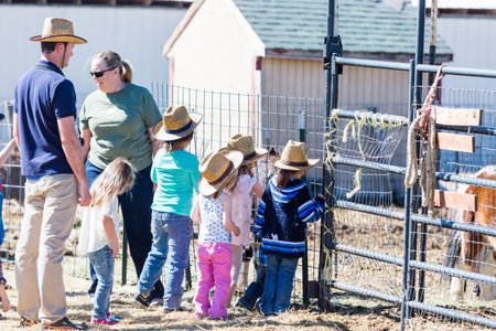 Denver, Colorado, USA-March 28, 2015. Typical second birthday party at the community farm.