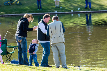 Annual Fishing Derby at Tommy Davis Park, Greenwood Village, Colorado.のeditorial素材