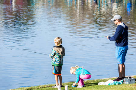 Annual Fishing Derby at Tommy Davis Park, Greenwood Village, Colorado.のeditorial素材