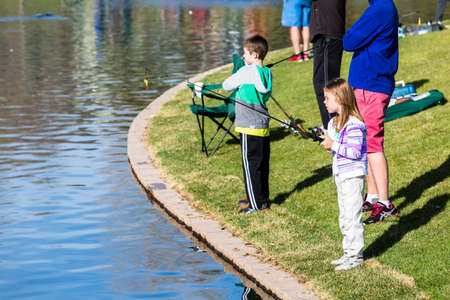 Annual Fishing Derby at Tommy Davis Park, Greenwood Village, Colorado.のeditorial素材
