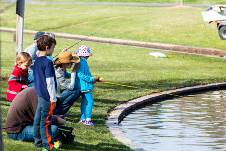 Annual Fishing Derby at Tommy Davis Park, Greenwood Village, Colorado.のeditorial素材
