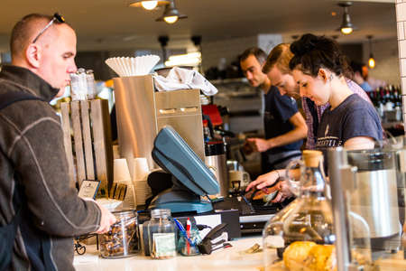 Denver, Colorado, USA-May 17, 2015. Typical Sunday at Mercantile restaurant in Denver, Colorado.のeditorial素材