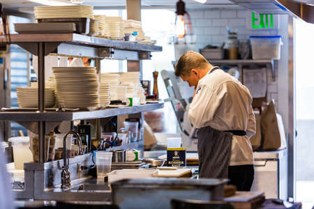 Denver, Colorado, USA-May 17, 2015. Typical Sunday at Mercantile restaurant in Denver, Colorado.のeditorial素材