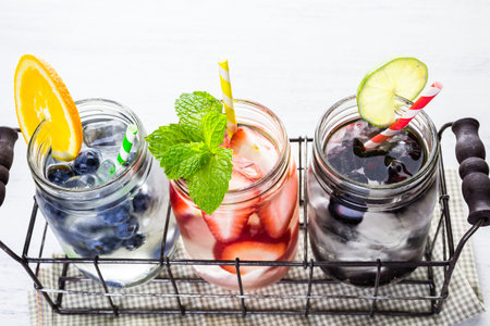 Infused water with fresh organic berries.の写真素材
