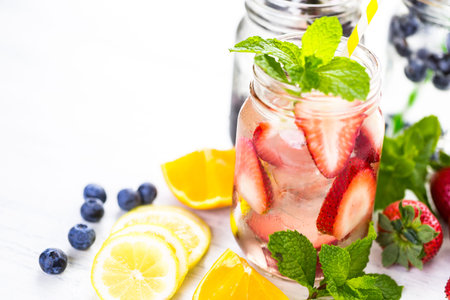 Infused water with fresh organic berries.の写真素材