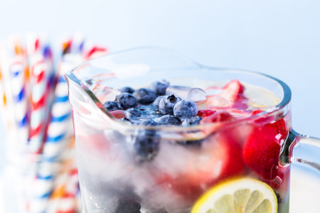 Infused water with fresh organic berries.の写真素材