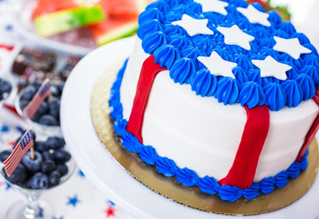 Variety of desserts on the table for July 4th party.