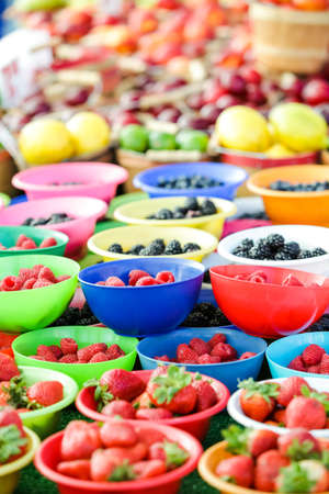 Summer farmers market on Main Street in Parker, Colorado.の写真素材