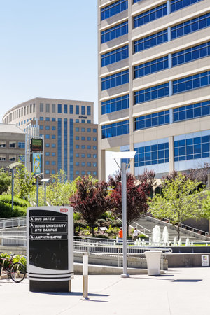 Greenwood Village, Colorado, USA-June 8, 2015. Arapahoe at Village Center light rail station.のeditorial素材