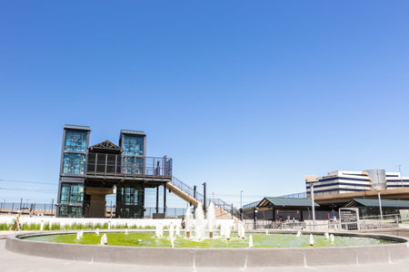 Greenwood Village, Colorado, USA-June 8, 2015. Arapahoe at Village Center light rail station.のeditorial素材