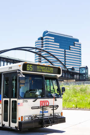 Greenwood Village, Colorado, USA-June 8, 2015. Arapahoe at Village Center light rail station.のeditorial素材