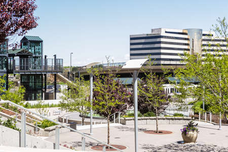 Arapahoe at Village Center light rail station in Greenwood Village, Colorado.のeditorial素材