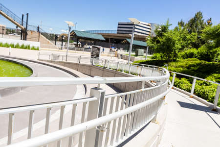 Arapahoe at Village Center light rail station in Greenwood Village, Colorado.のeditorial素材