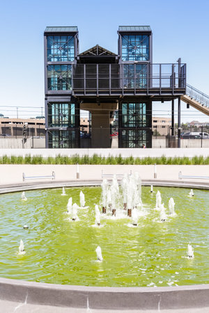 Arapahoe at Village Center light rail station in Greenwood Village, Colorado.のeditorial素材