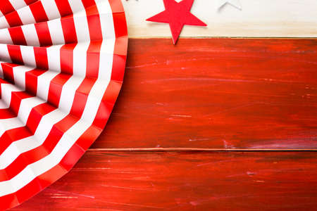 White, blue and red decorations to celebrate July 4th.の写真素材