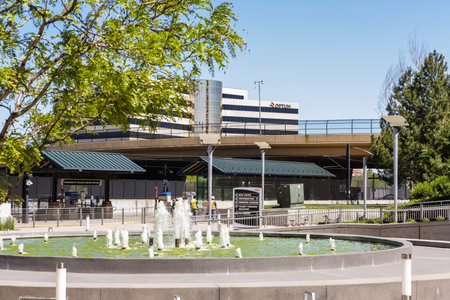 Greenwood Village, Colorado, USA-June 8, 2015. Arapahoe at Village Center light rail station.のeditorial素材