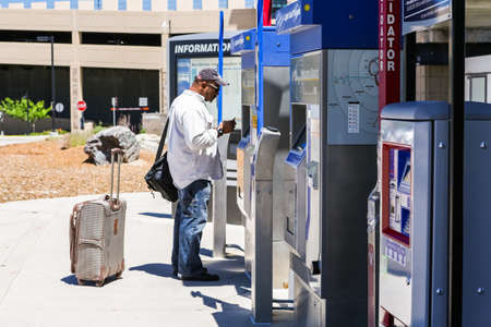 Greenwood Village, Colorado, USA-June 8, 2015. Arapahoe at Village Center light rail station.のeditorial素材