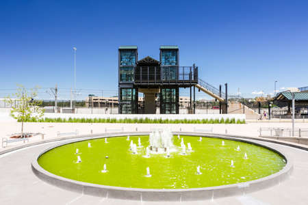 Greenwood Village, Colorado, USA-June 8, 2015. Arapahoe at Village Center light rail station.のeditorial素材