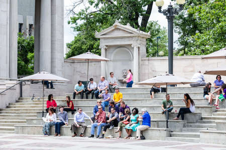 Denver, Colorado, USA-June 11, 2015.  Gathering of gourmet food trucks and carts in Downtown Denver Civic Center Park.のeditorial素材