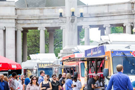 Denver, Colorado, USA-June 11, 2015.  Gathering of gourmet food trucks and carts in Downtown Denver Civic Center Park.のeditorial素材