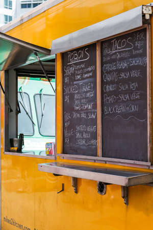 Denver, Colorado, USA-June 11, 2015.  Gathering of gourmet food trucks and carts in Downtown Denver Civic Center Park.のeditorial素材