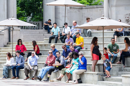 Denver, Colorado, USA-June 11, 2015.  Gathering of gourmet food trucks and carts in Downtown Denver Civic Center Park.のeditorial素材