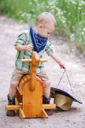 Toddlers having fun in the park for July Fourth.の写真素材