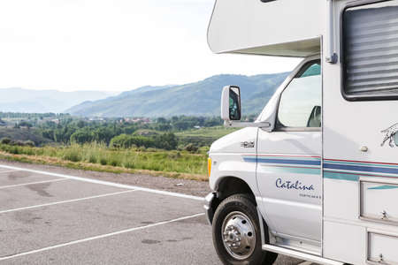 Edwards, Colorado, USA-June 21, 2015. Motorhome parket at scienic view near I70.のeditorial素材