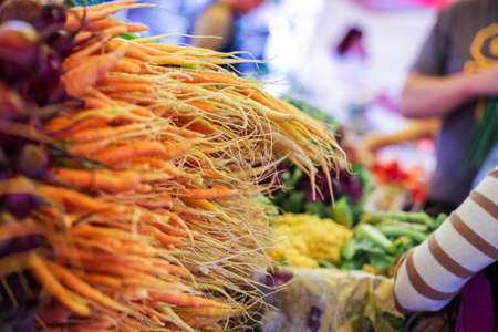 Fresh organic produce at the local farmers market.の写真素材