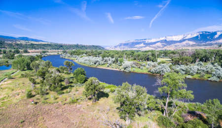 Aerial view of rest area near Colorado River at Rifle, Colorado.の写真素材