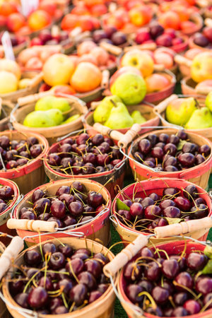 Local produce at the summer farmers market in the city.