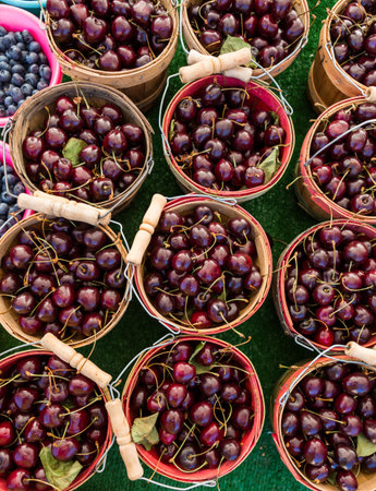 Local produce at the summer farmers market in the city.