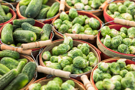 Local produce at the summer farmers market in the city.