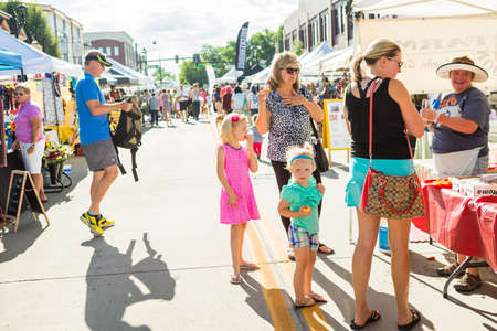 Parker, Colorado, USA-July 26, 2015. Local produce at the summer farmers market in the city.のeditorial素材