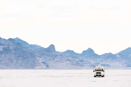 Bonneville, Utah, USA-August 3, 2015. Summer evening at Bonneville Salt Flats, Utah.のeditorial素材