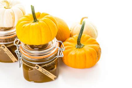 Homemade pumpkin butter made with organic pumpkins.の写真素材
