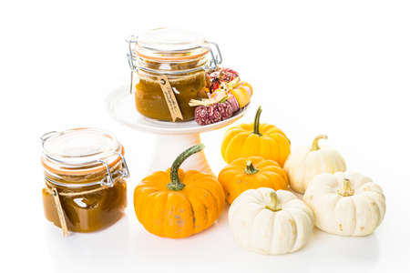 Homemade pumpkin butter made with organic pumpkins.の写真素材