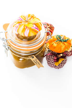 Homemade pumpkin butter made with organic pumpkins.の写真素材