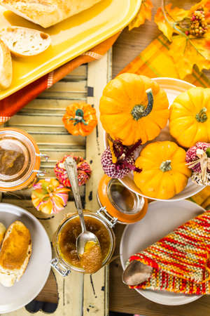 Homemade pumpkin butter made with organic pumpkins.の写真素材