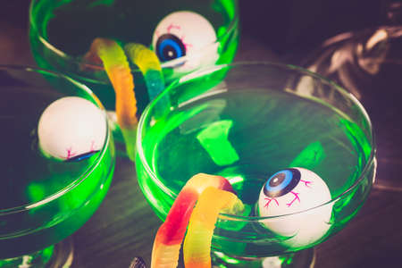 Food table arrangement prepared for Halloween party.の写真素材