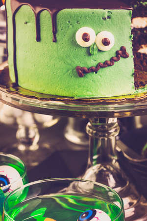 Food table arrangement prepared for Halloween party.の写真素材