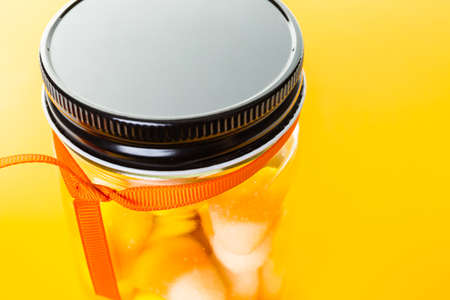 Candy corn prepared as Halloween treats.の写真素材