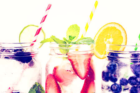 Infused water with fresh organic berries.の写真素材