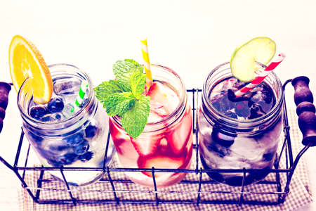 Infused water with fresh organic berries.の写真素材